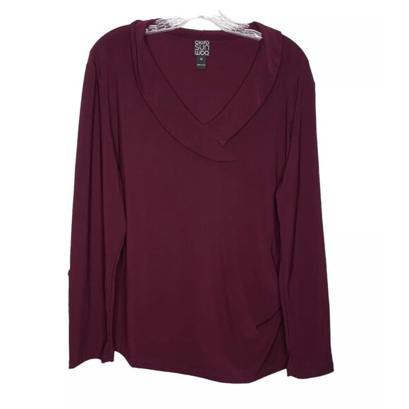 Clara Sun Woo Tops - Clara Sun Woo Womens XL Top Popover Shirt Purple Long Sleeve Tunic‎ Shirt F8-1